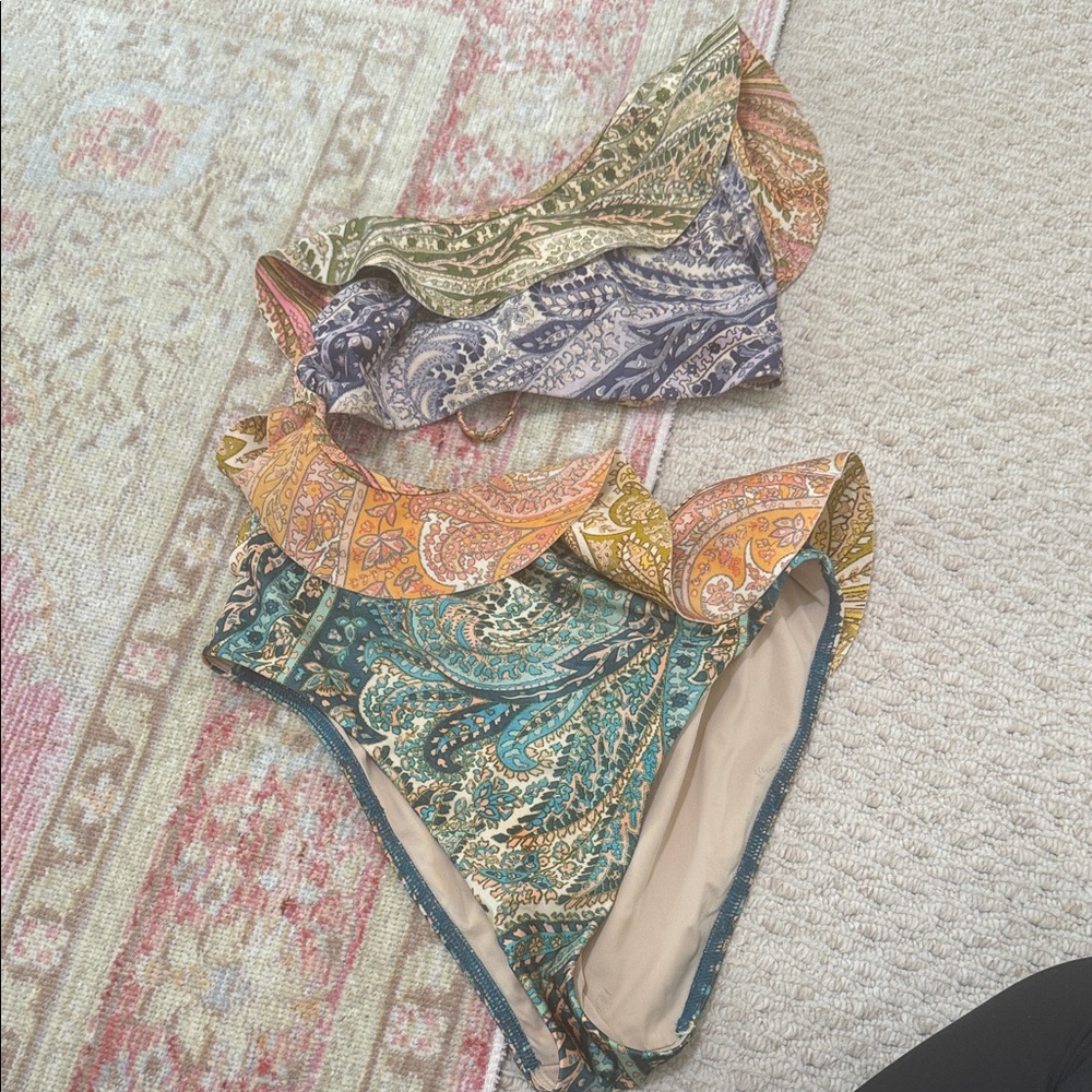 Zimmermann Paisley One-Piece Swimsuit in Teal, Yellow, Pink, Green